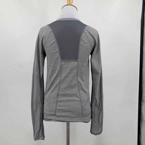 Lululemon Shirt Womens 4 Gray Run For Gold Long Sleeve Heathered Thumbholes Top - Picture 4 of 10